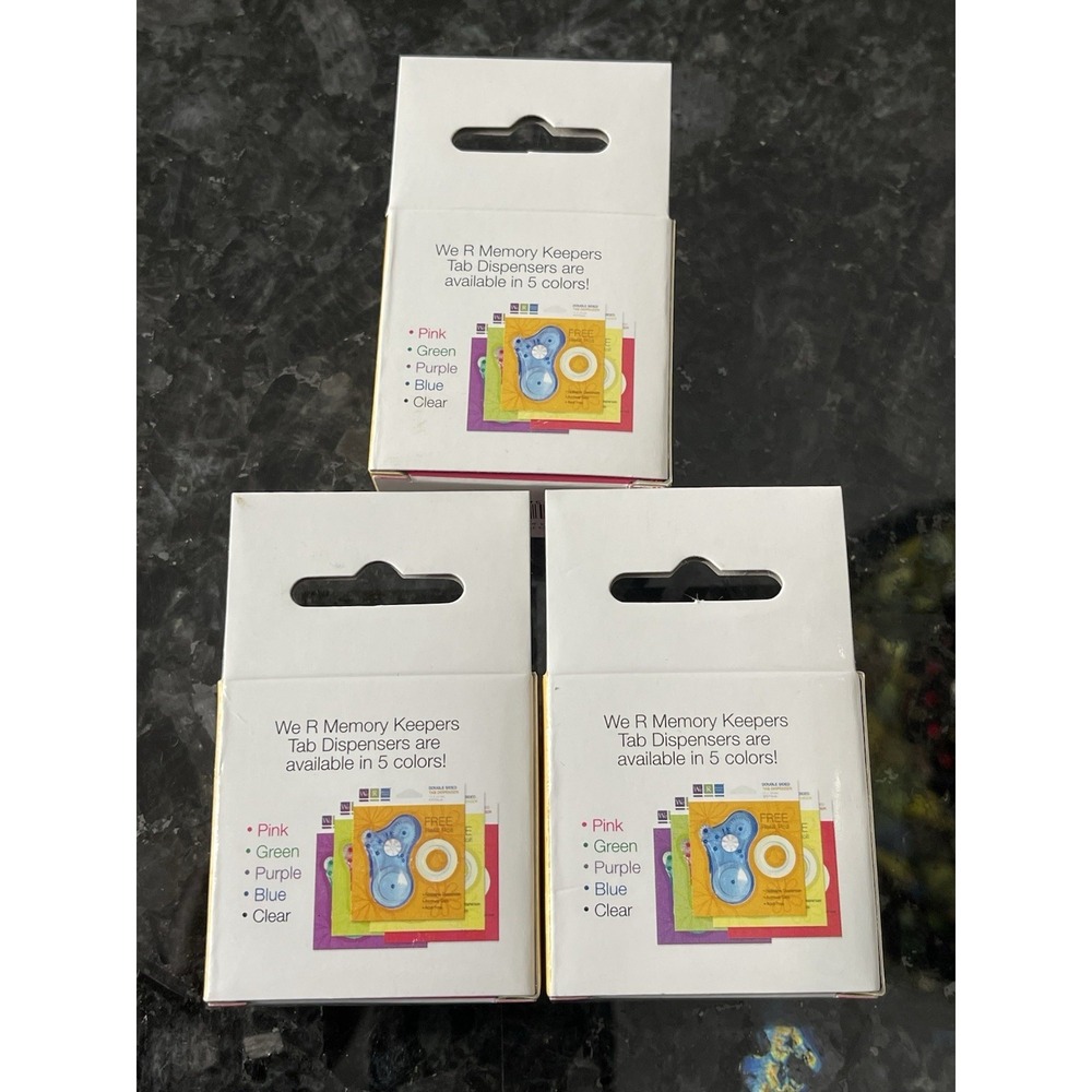 We R Memory Keepers Pink Tab Dispenser & 3 Boxes Of Refills-Adhesive Squares NIB - Picture 10 of 11